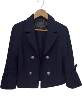 The Limited Collection Blue Open Front Button Detail Collared Blazer Jacket. 2.